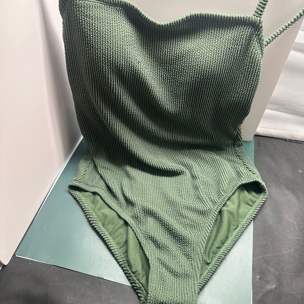 Olive Green Ribbed Swimsuit